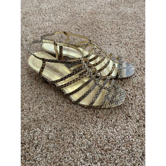Ann Marino Snakeskin Leather Strappy Open Toe Heeled Sandal Size 7 M Womens - Picture 8 of 8